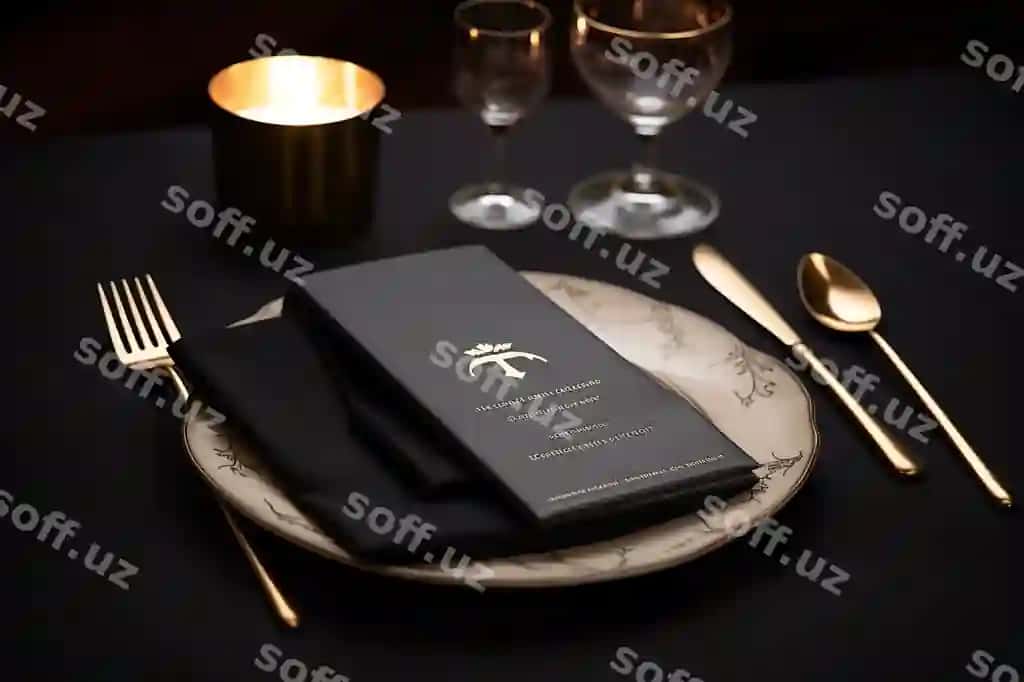 Murakkab menyu kontseptsiyasi qora namuna | Sophisticated menu concept black mockup