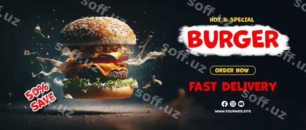 Burger reklamalari, burger pлакатлари va mazali burger fonda | Burger ads burger posters with delicious burger background