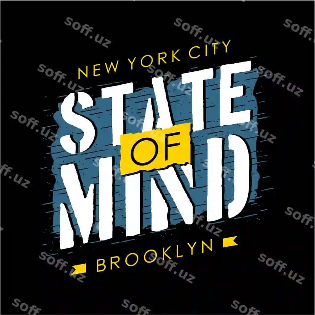 T-shirt dizayn qiladi posterlar, ki 'state mind' deb yozilgan. | Tshirt designs posters that say state mind