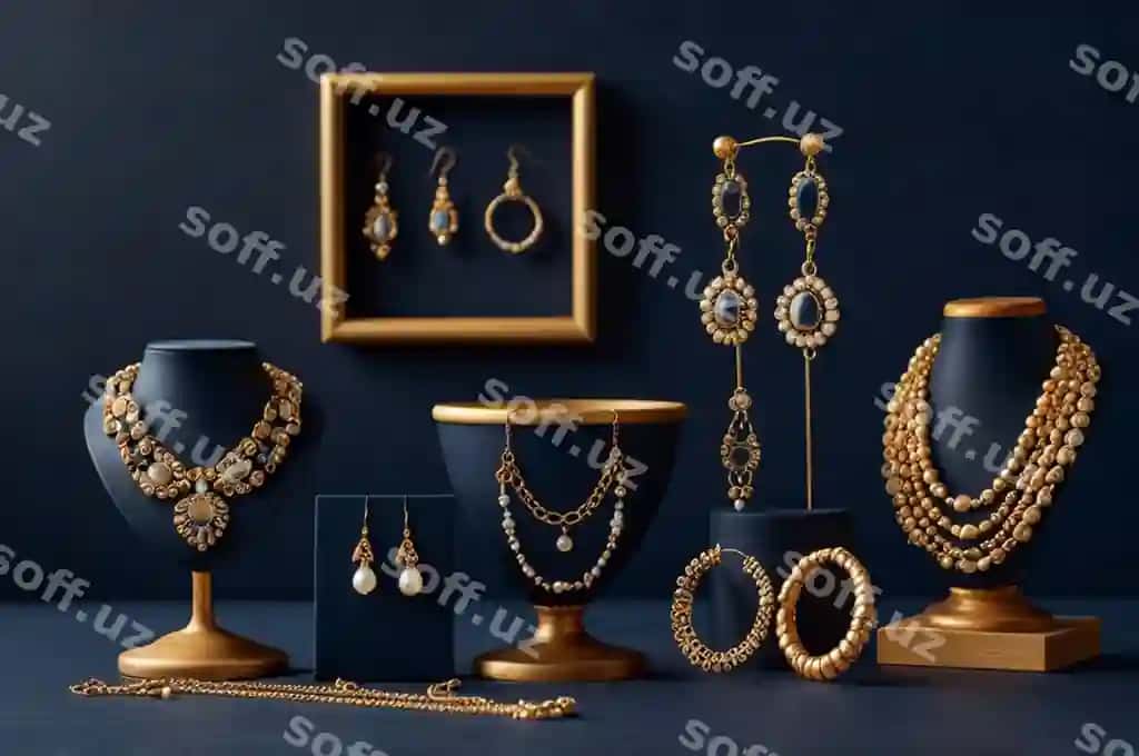 Ijodiy ziravor ko'rsatish ko'kangina fon | Creative jewelry display navy blue background