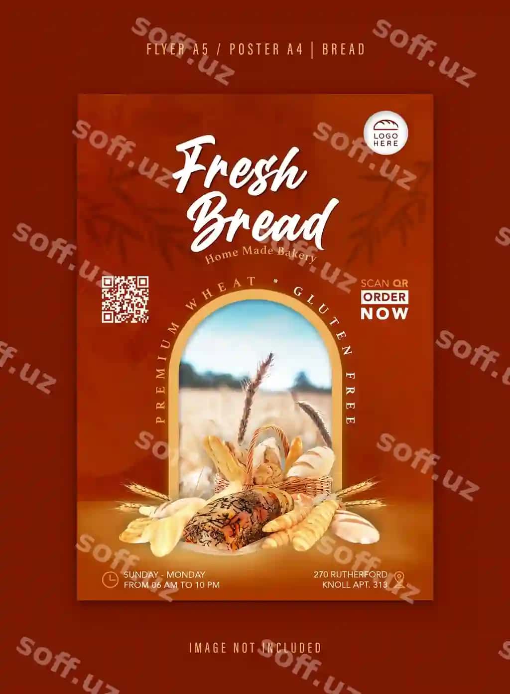 Non pekarlik reklama banner poster dizayn shabloni | Bread bakery promotion banner poster design template