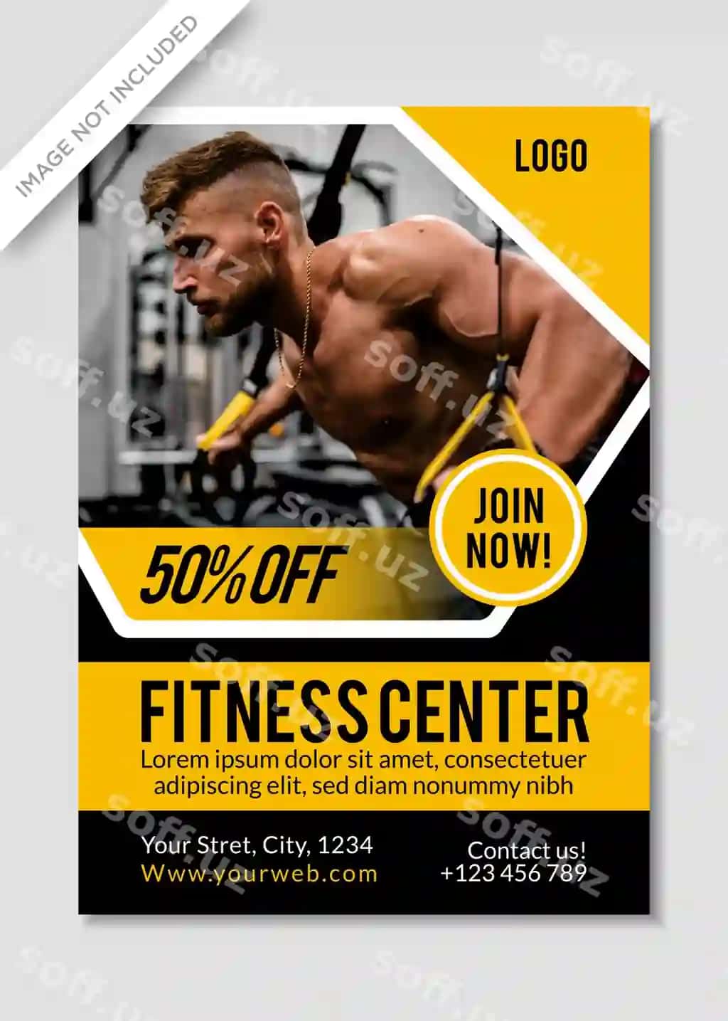 Fitnes flyer vektor shabloni | Flyer fitness vector template