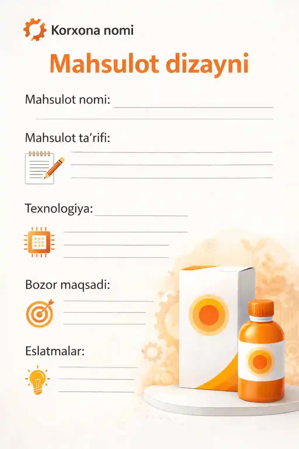 Dorixona uchun mahsulot dizayni shabloni