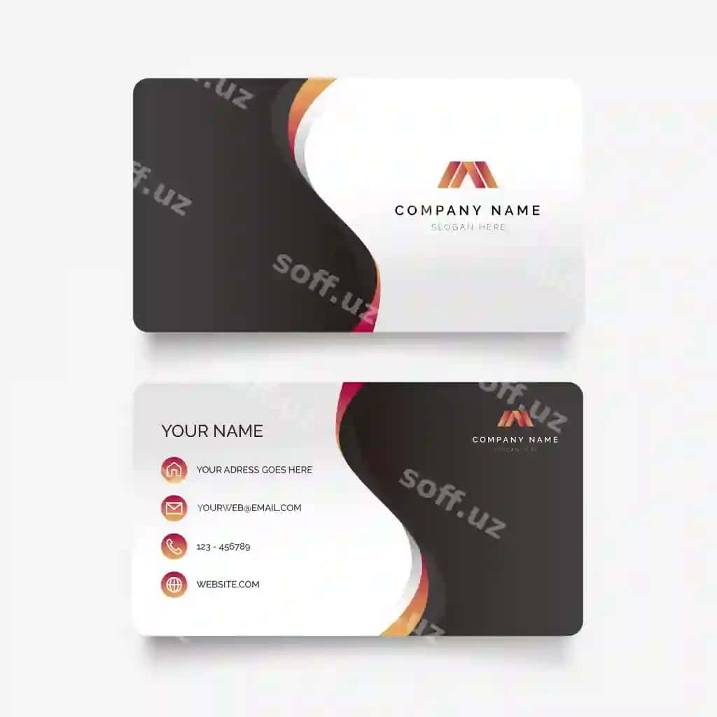 Abstrakt biznes vizitkai gradient to'lqinlar bilan | Abstract business card with gradient waves