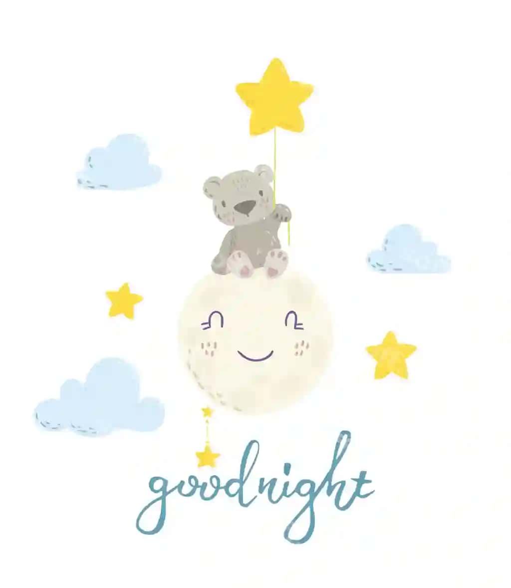 Mazali ayiq oy holda yulduz balonini tutmoqda | Cute bear moon holding star balloon