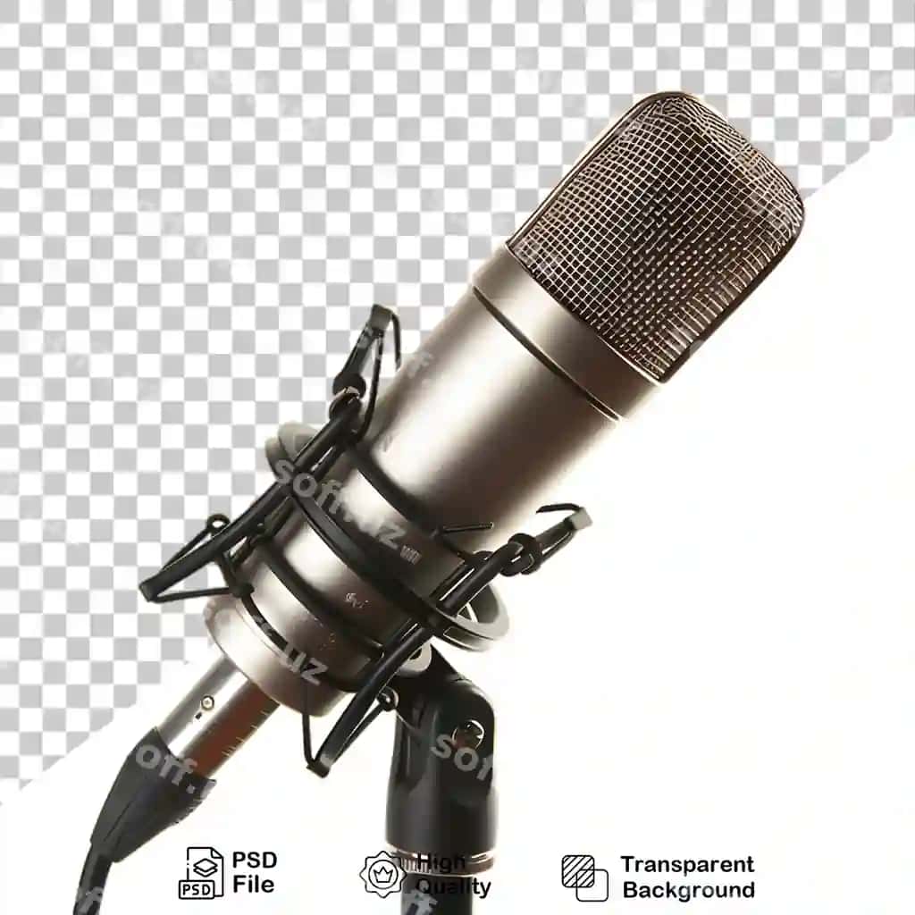 Haqiqiy mikrofon ajraltirilgan shaffof fonda | Realistic microphone isolated transparent background