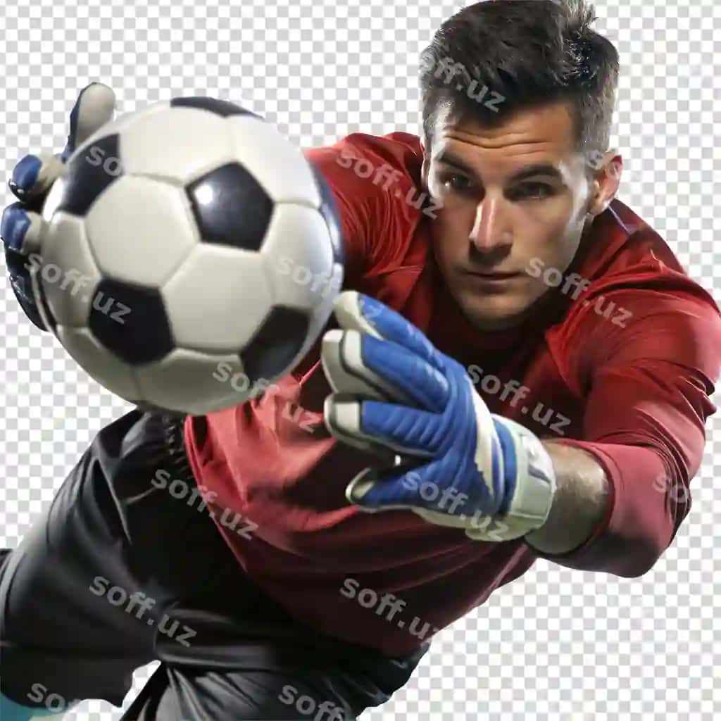 Futbol darvozaboni png izolyatsiya qilingan shaffof fonni tejashga harakat qilmoqda | Football goal keeper making save png isolated transparent background