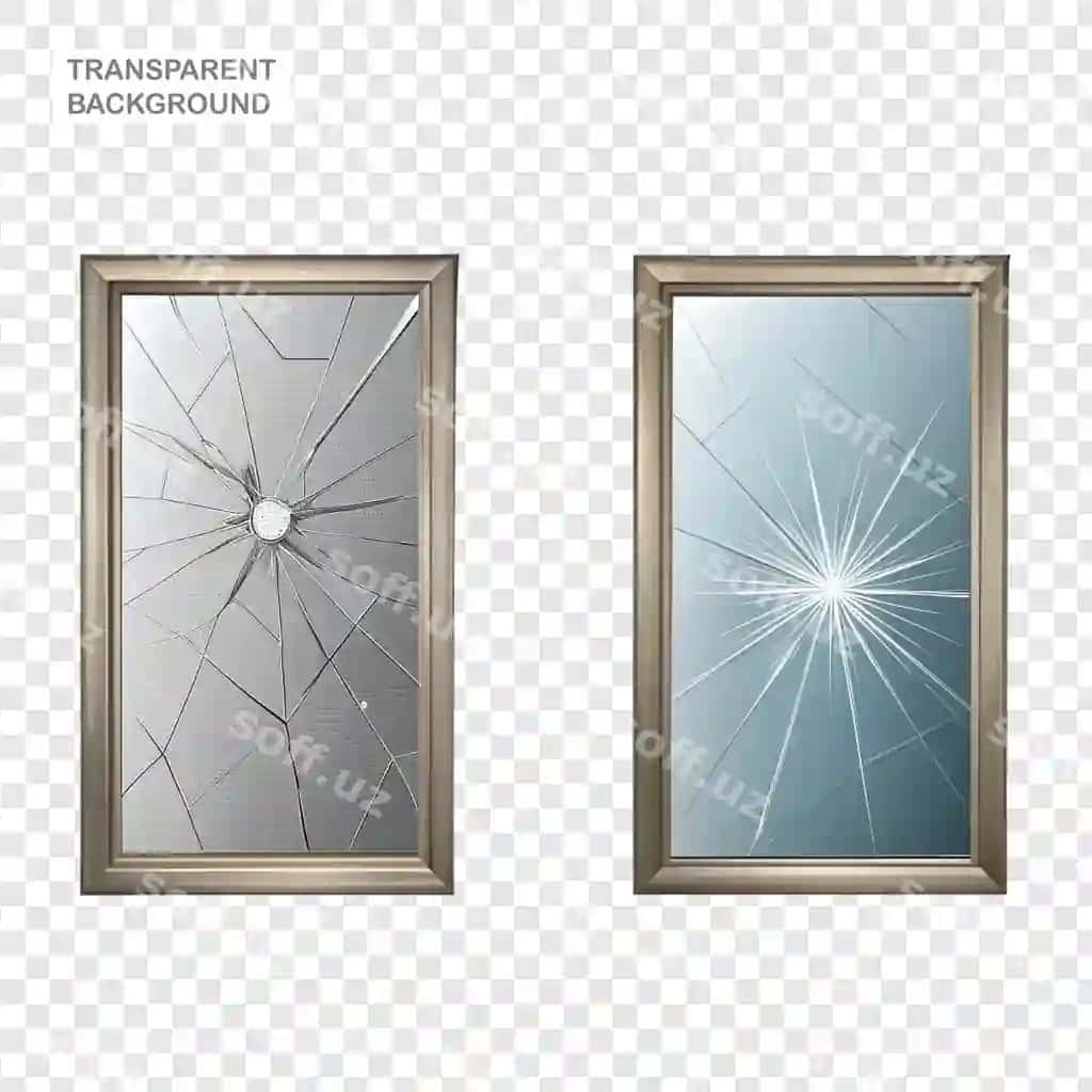 Komplekt buzilgan deraza bilan sharfli bino | Set glass mirrors with broken window