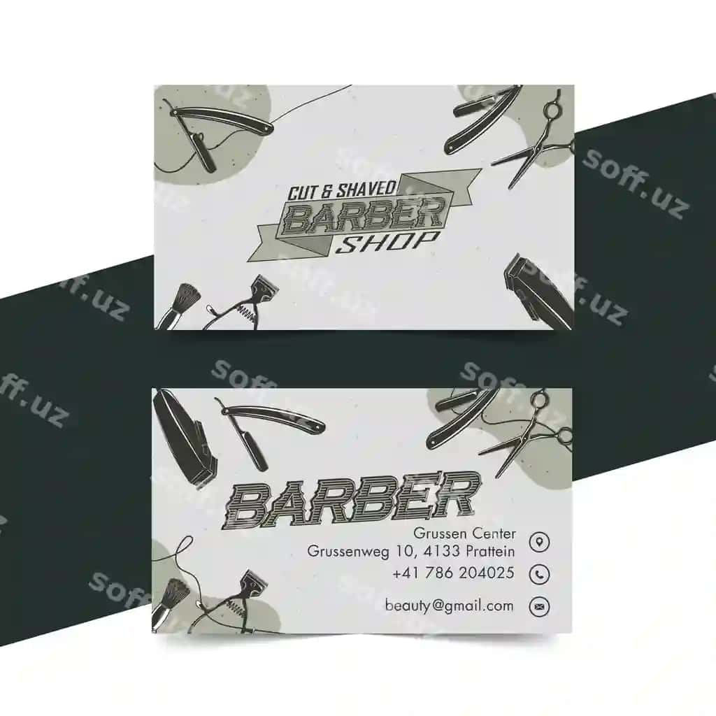 Soch salonı biznes karta şablonlari klassik qora asboblar ramzalari | Hair salon business card templates classic dark tools symbols