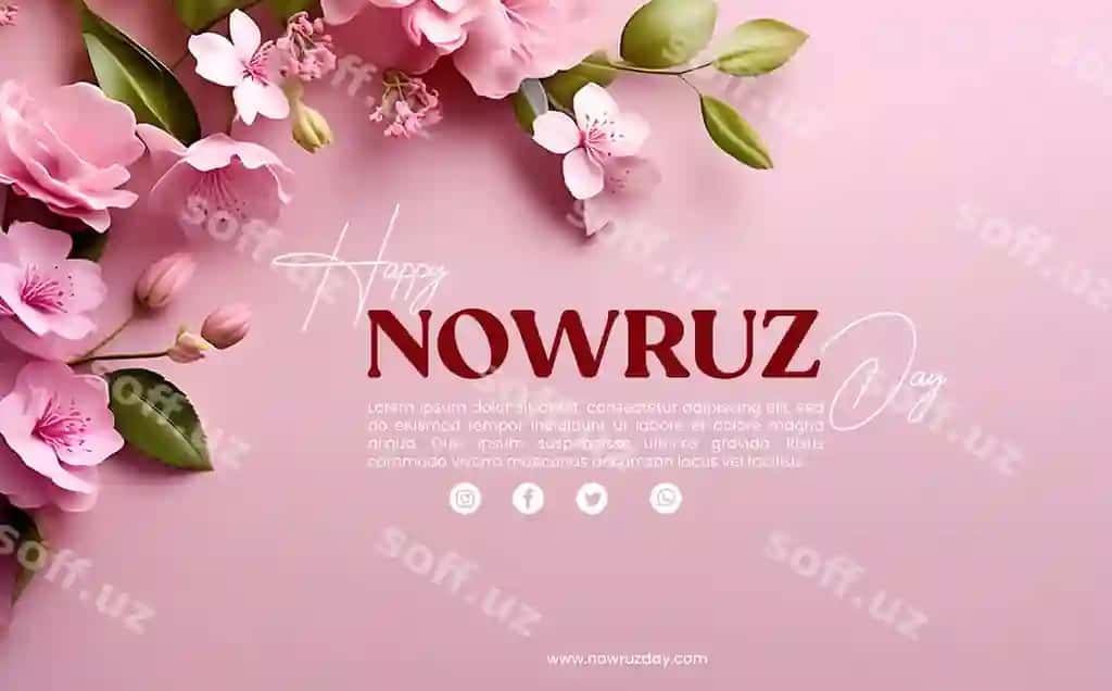 Baxirli Nowruz kunningiz binafsha gulli orqa fonda | Happy nowruz day with pink floral background