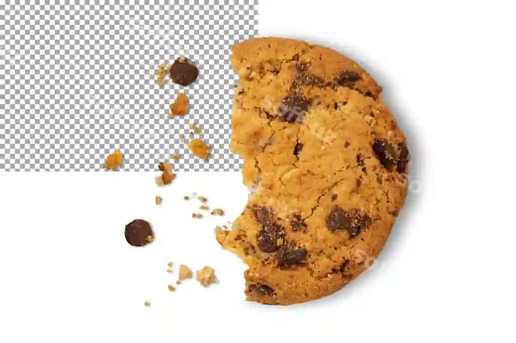 Yarımi kuki shokoladli tarqatilgan qobiqchalar bilan shaffof orqa fonda | Half cookies with chocolate scattered crumbs transparent background