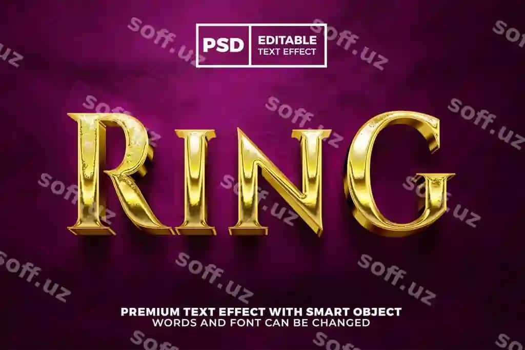 Eski ziravoring qorqizgan oltin 3d tahrirlanga matn effekt | Old ring rusty gold 3d editable text effect
