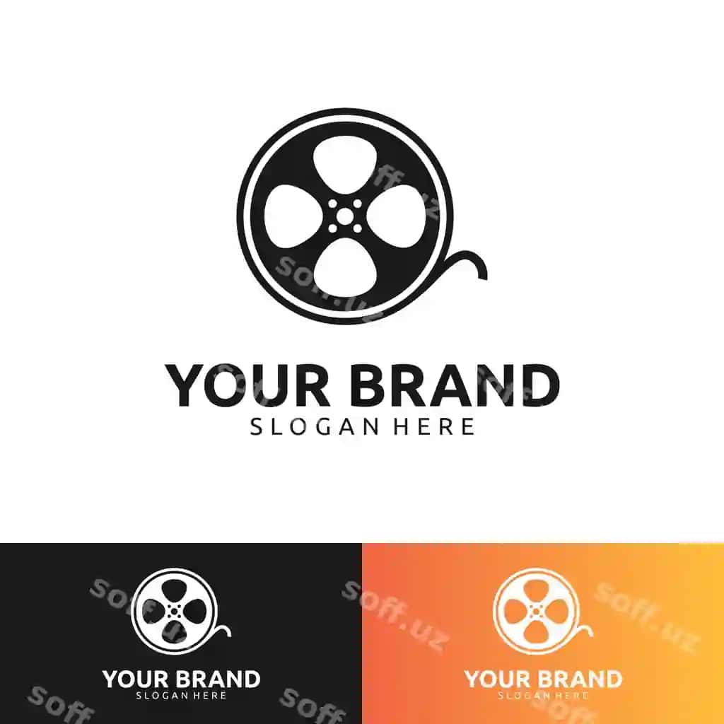 Qora oq kinoteatr film logotip dizayni | Black white cinema film logo design