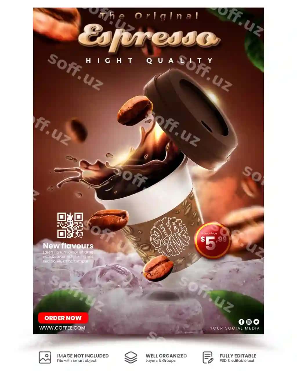 Kofe ichimlik maxsus mazali menyu dekoratsiyalar bilan ijtimoiy tarmoqlar Instagram | Coffee drink special taste menu with decorations social media instagram