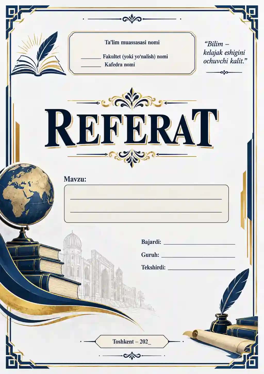 referat uchun yuz