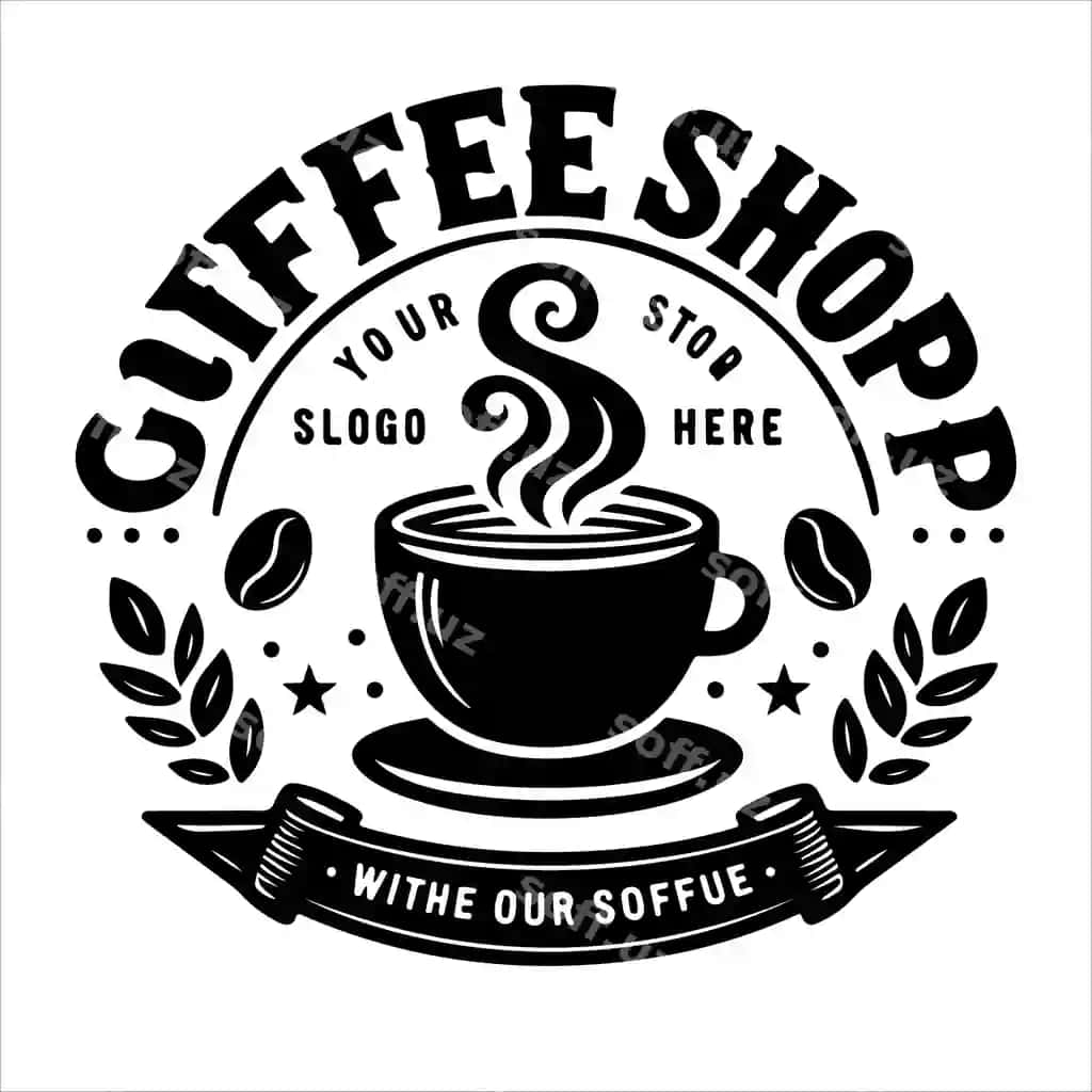 Kofe shop logotipi siluet vektor illustratsiyasi | Coffee shop logo silhouette vector illustration