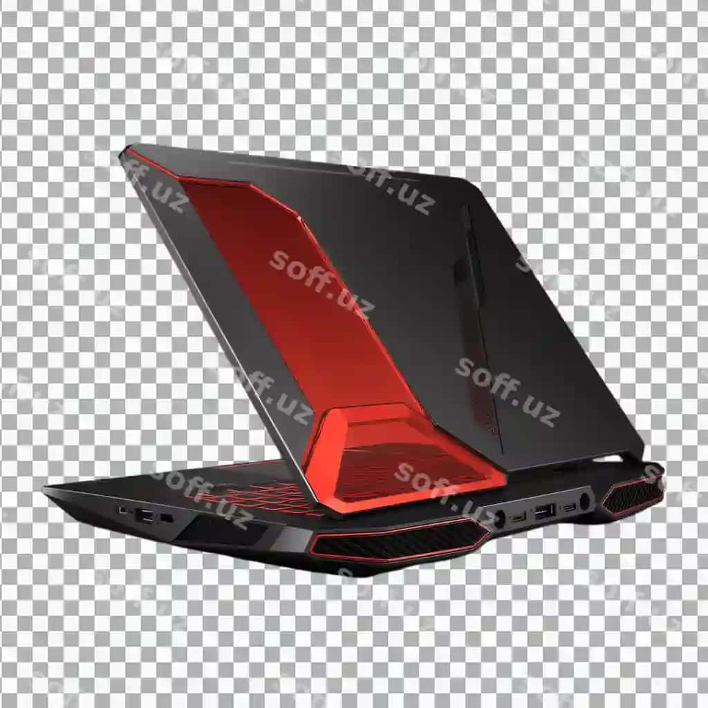Futuristik o'yin noutbuki izolyatsiya qilingan shaffof fon | Futuristic gaming laptop isolated transparent background