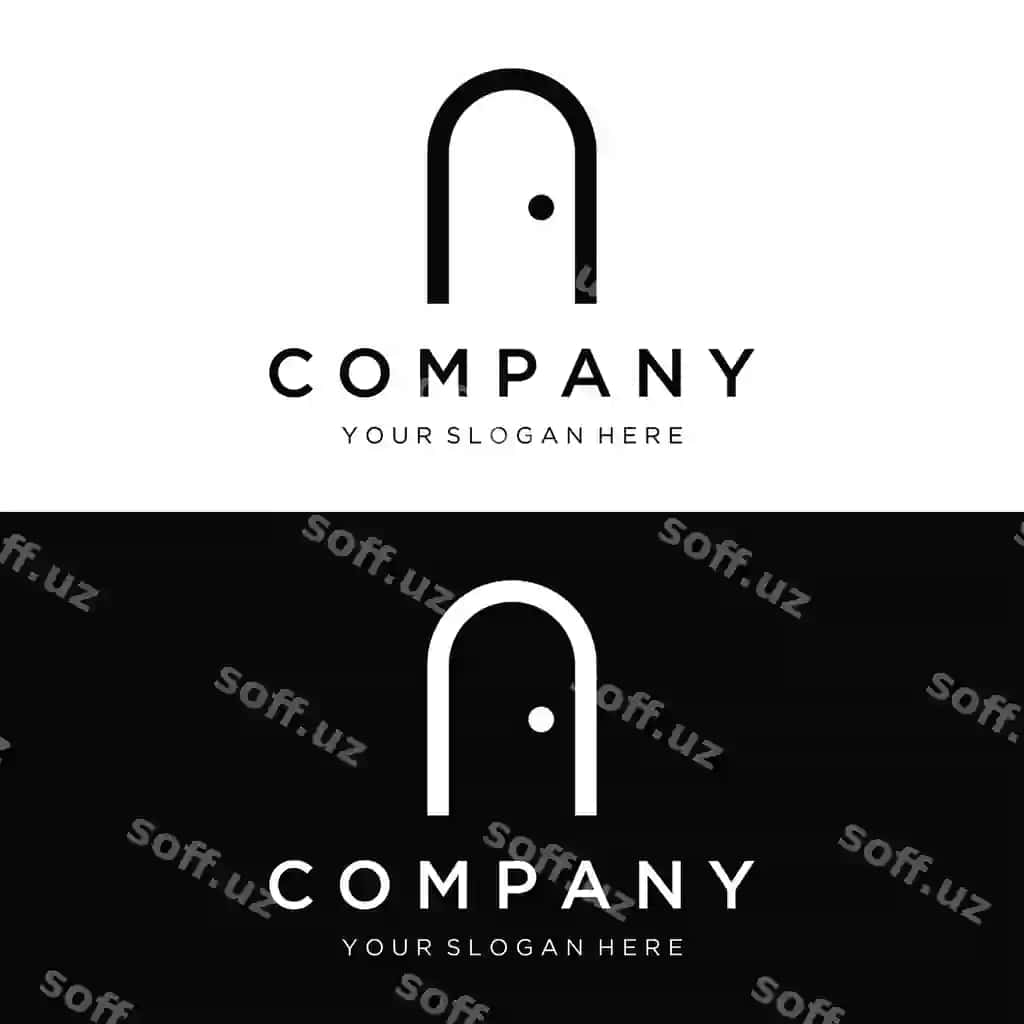 Oddiy ochiq eshik anqariy logotip shablon dizayni ichki geometric bilan | Simple open door abstract logo template design interior with geometric