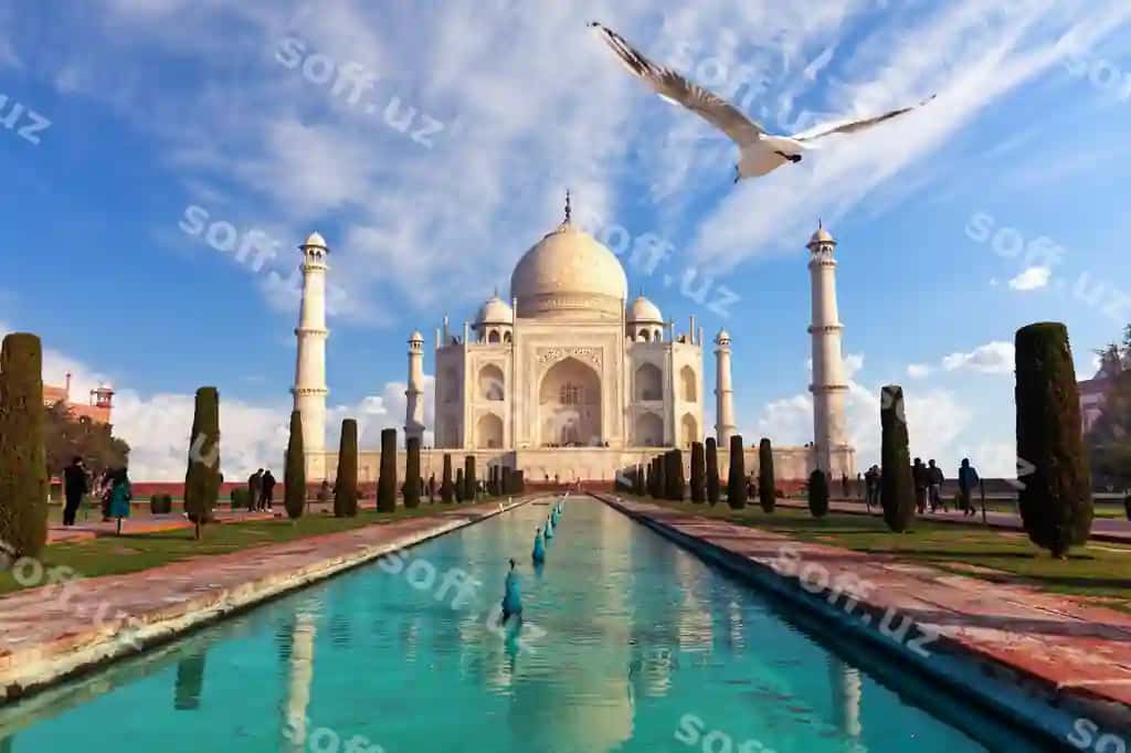 Todjaxon mausoleumi Agra shahridagi Hindistonning mashhur ko'rinishlaridan biri. | Taj mahal mausoleum famous india s sight agra