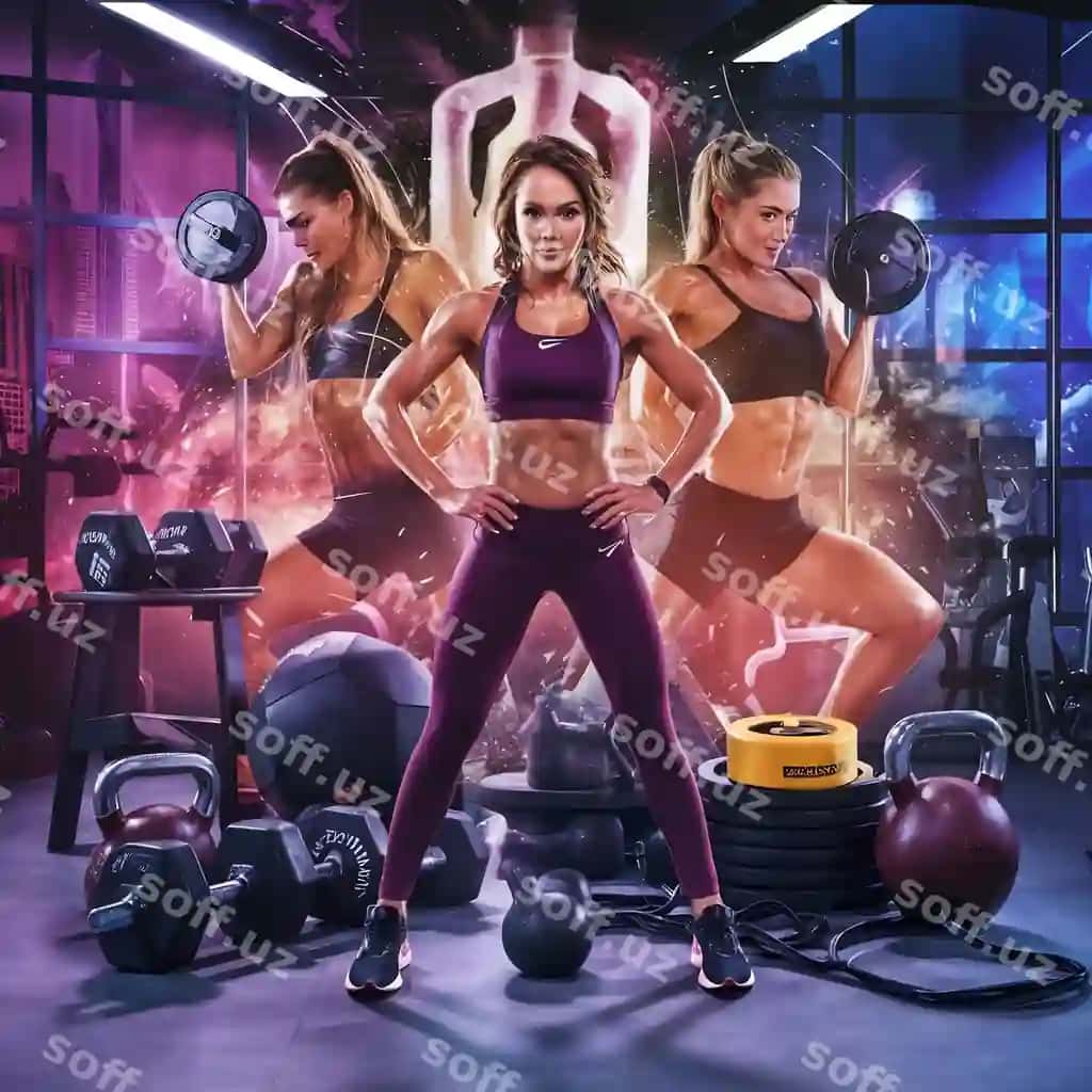 Fitness konsepsiyasi jihozlar aksessuarlari bilan | Fitness concept with equipment accessories