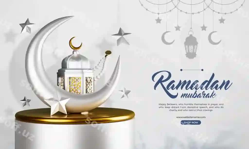 Ramazon muborak 3d ijtimoiy tarmoqlar uchun banner dizayn shabloni | Ramadan mubarak 3d social media banner design template