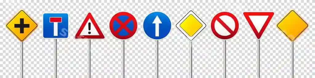 Avtomagistral yo'llari qoidaliy belgilari trafikni boshqarish yo'nalishdan foydalanish to'xtatish | Road highway regulatory signs set traffic control lane usage stop