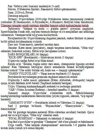5-sinf jismoniy tarbiya fani uchun