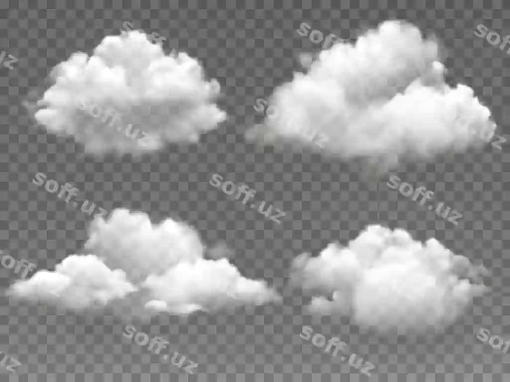 3d oq bulut png element to'plami shaffof fonda | 3d white cloud png element set transparent background