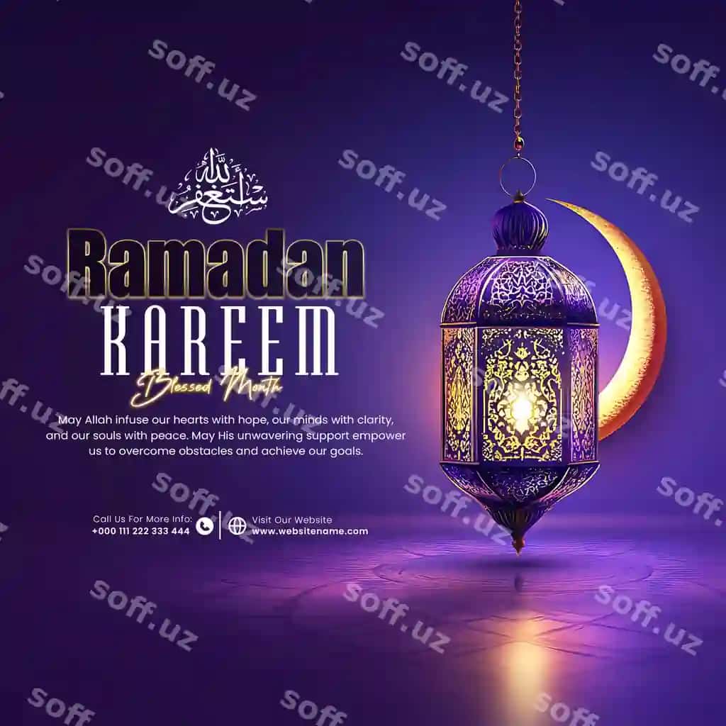 Ramazon kareem social media xabari yoqingan islamiy chiroq bilan | Ramadan kareem social media post with illuminated islamic lantern