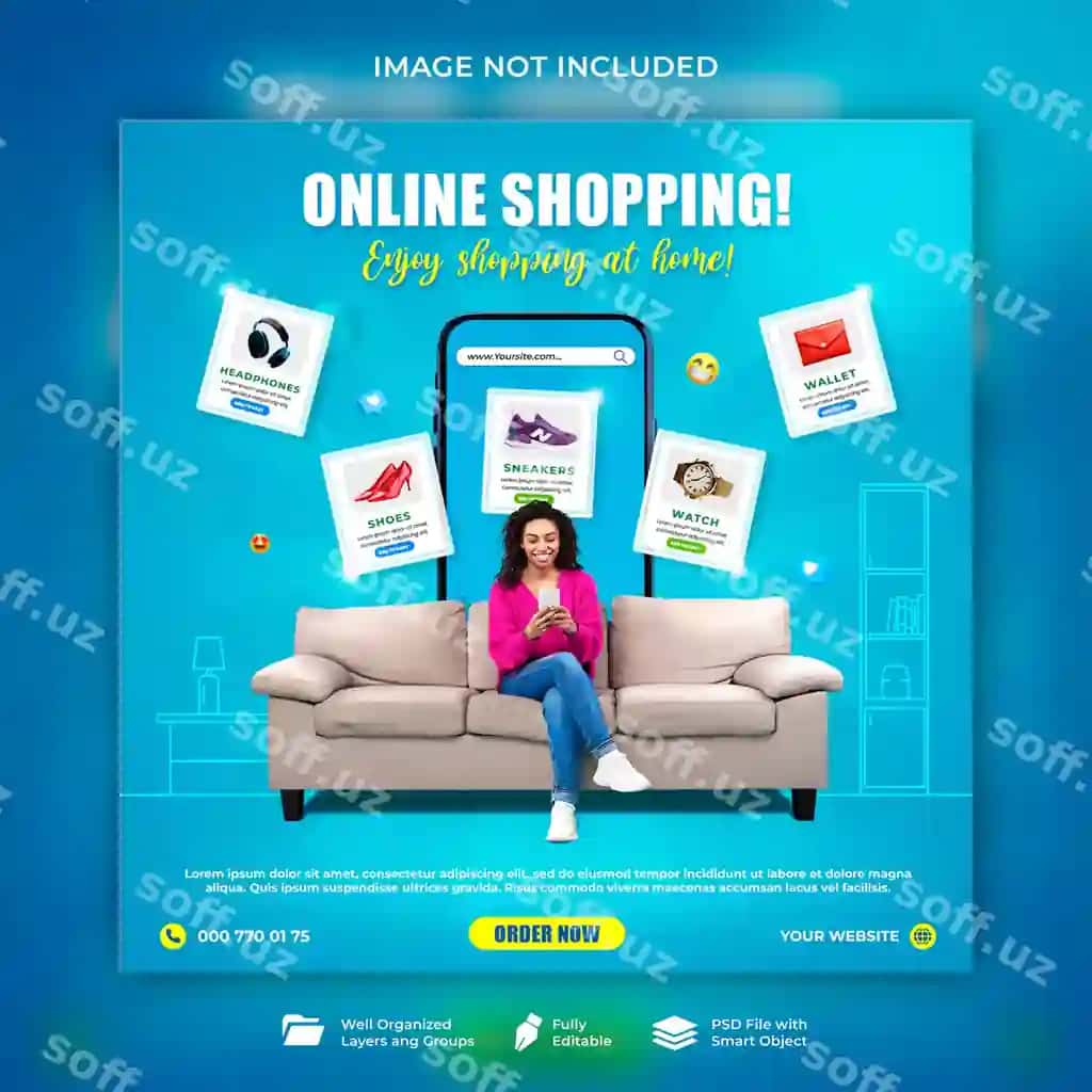 Ijodiy onlayn do'kon ijtimoiy tarmoqlar dizayni | Creative online shop social media design