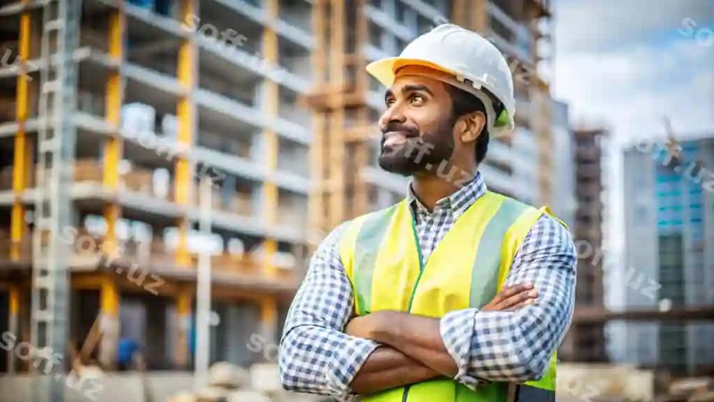 Bino quruvchi ishchi betonga ishiq chiqarayotgan | Constructionworkerpouringconcrete