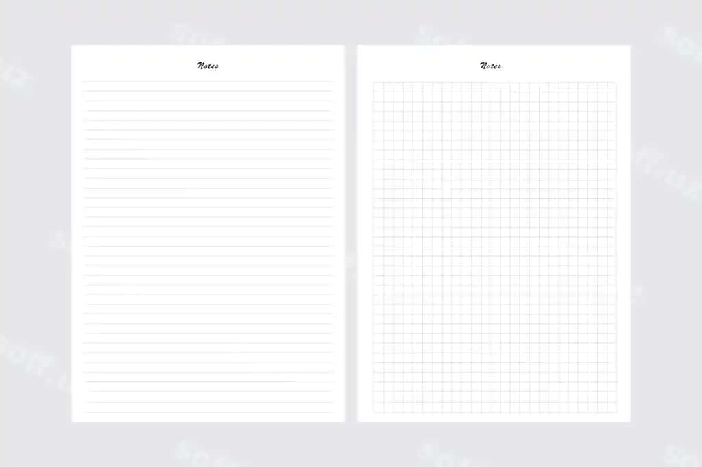 Eslatmalar chizuqlangan tarlam shabloni | Notes lined grid template
