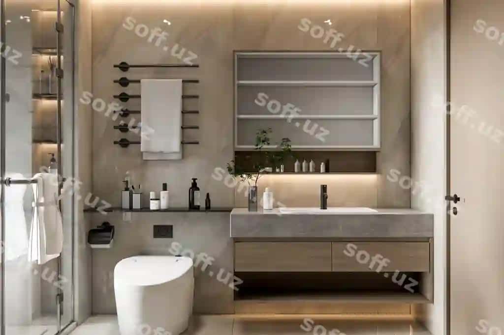 3d rendering zamonaviy hammom ichki dizayni | 3d rendering modern bathroom interior design