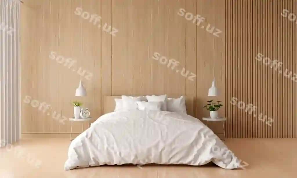 Yong'oqli uy xonasining içkim bo'sh maydon bilan | Wooden bedroom interior with free space