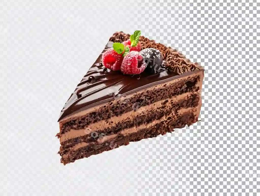 Kesma shokoladli tort shaffof orqa fonda | Slice chocolate cake transparent background