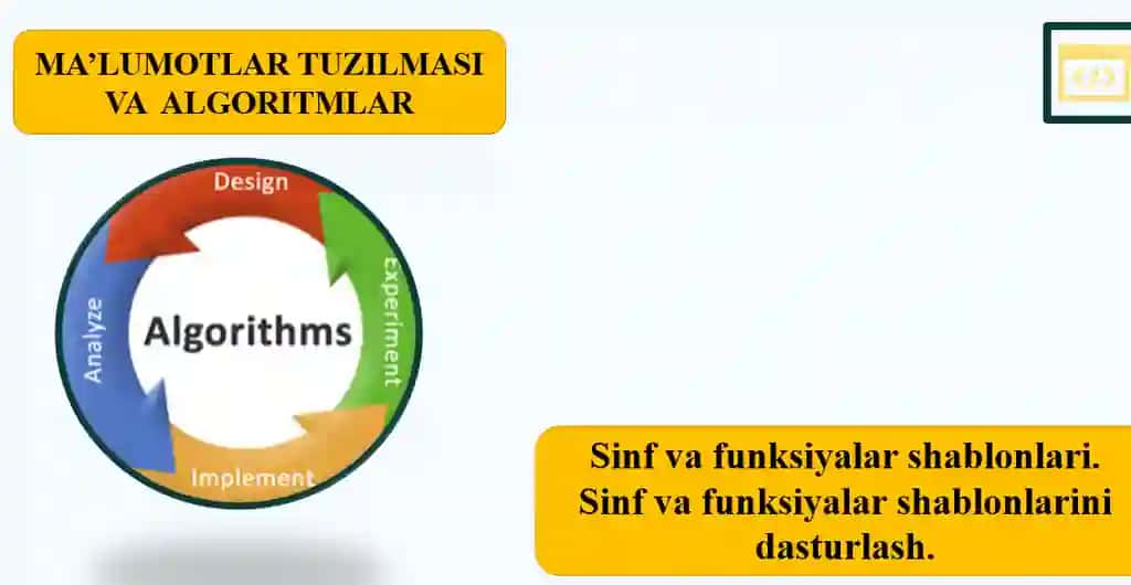 Sinf va funksiyalar shablonlari. Sinf va funksiyalar shablonlarini dasturlash.