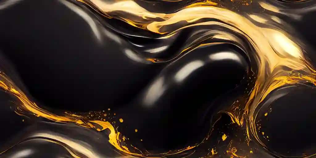 Qora suyuq eritilgan oltin silliq tuzilishga ega | Black liquid molten gold flowing together smooth texture