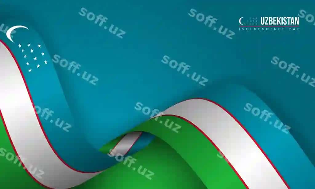 O'zbekiston mustaqillik kuni ko'k rangli O'zbekiston bayrog'i ko'chirilayotgan | Uzbekistan independence day with waving uzbekistan flag with blue