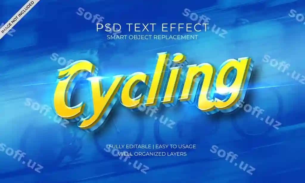 Aylanma tezligi ko'k sariq matn effekti shabloni | Cycling speed blue yellow text effect template