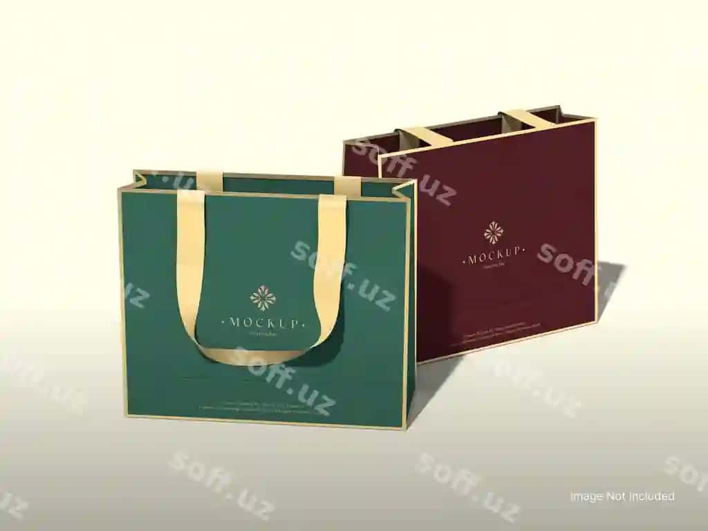 Elegant xarid sumkalari mockup sovg'a qadoqlash prezentatsiyasi | Elegant shopping bags mockup gift packaging presentation