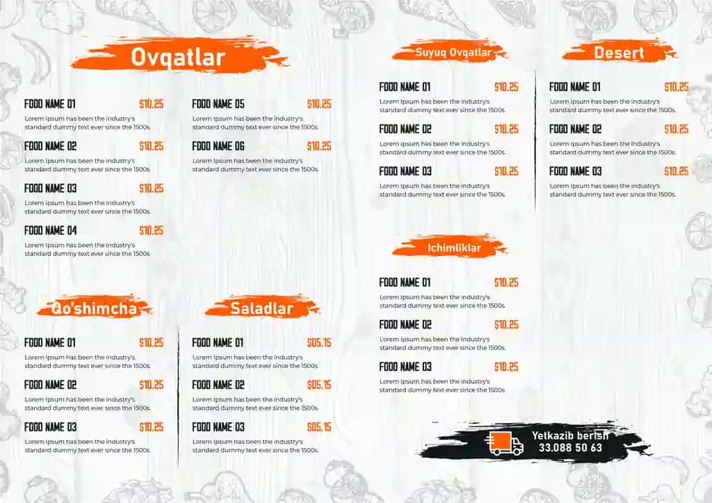 menu shablon