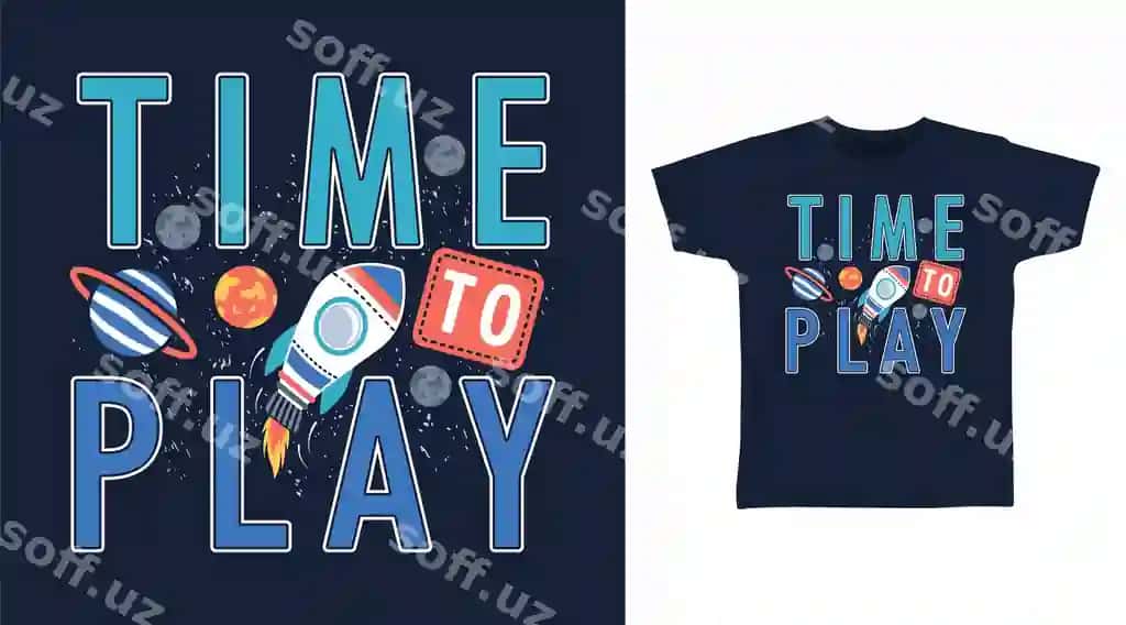 Vaqt o'yin raketta qo'l bilan chizilgan tipografiya vektor tayyor bosish futbolka | Time play rocket hand drawn typography vector ready print tshirt