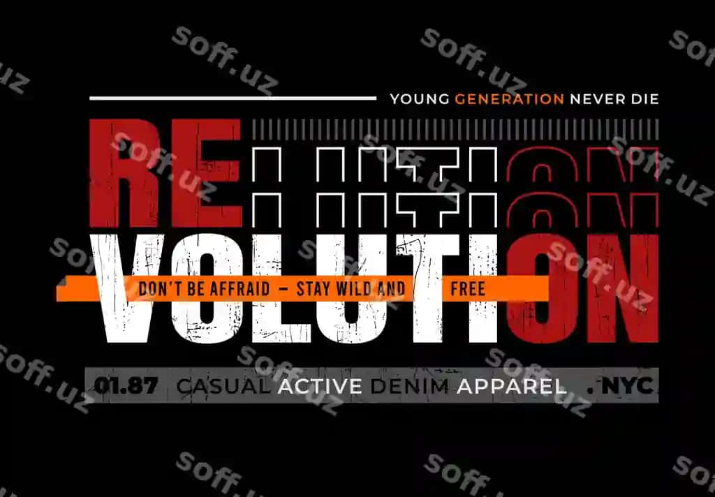 Inqilab tipografiya futbolka kiyimlar dizayni | Revolution typography t shirt apparel design