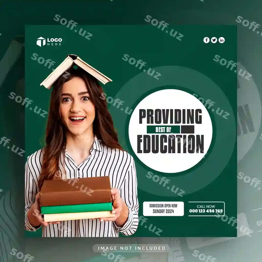 Maktab qabul ijtimoiy tarmoqlar banner dizayni | School admission social media banner design