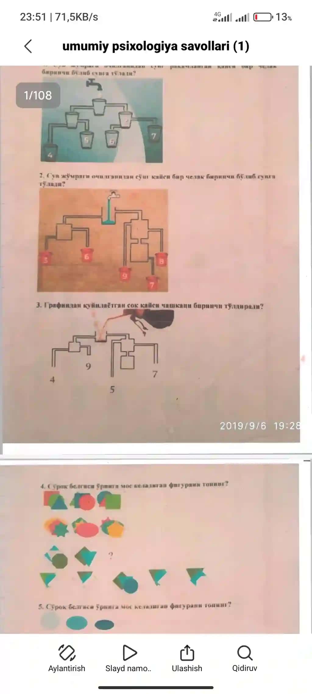 Umumiy psixologiya test
