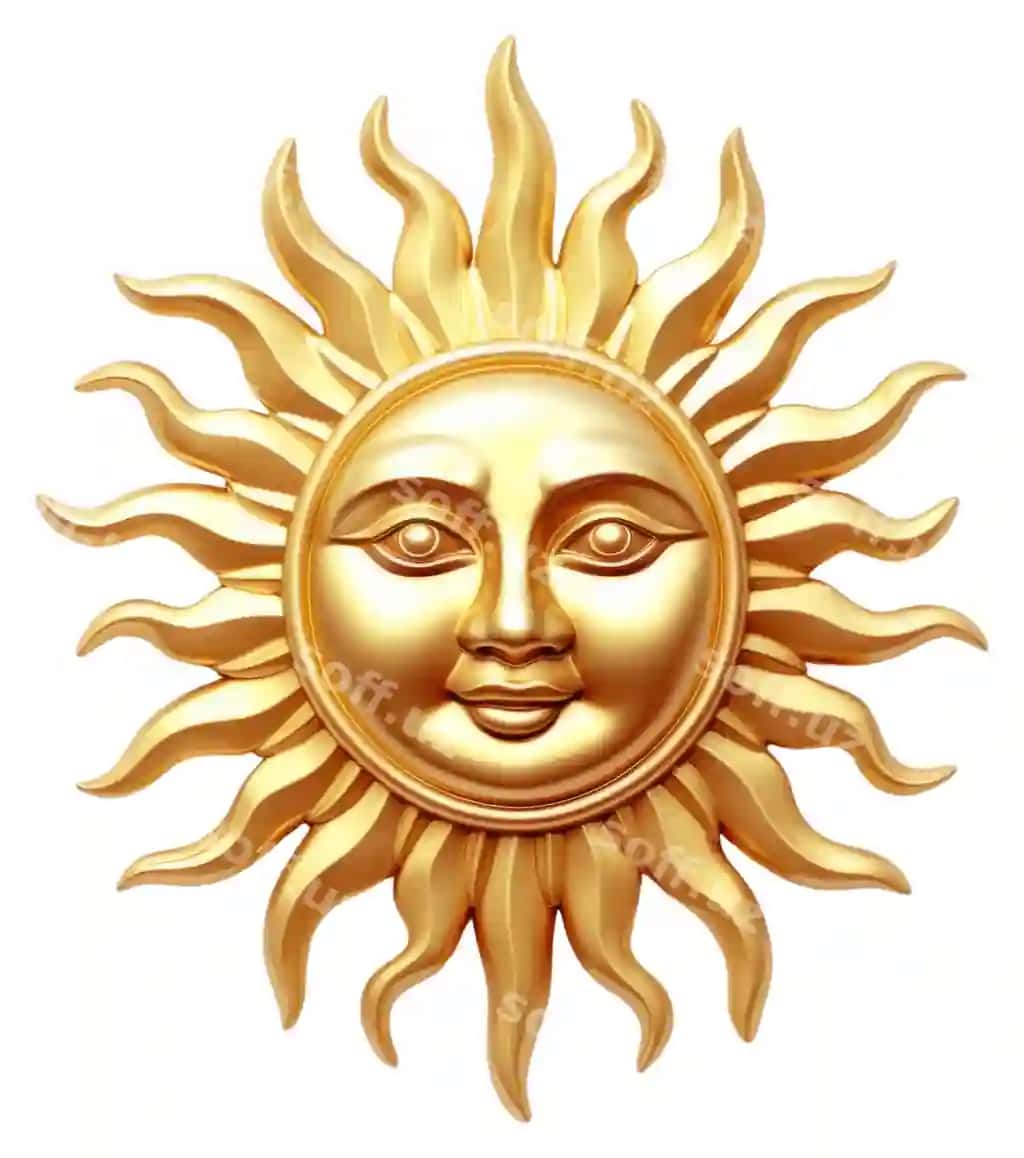 Png oltin quyosh oq fon namoyish | Png gold sun white background representation