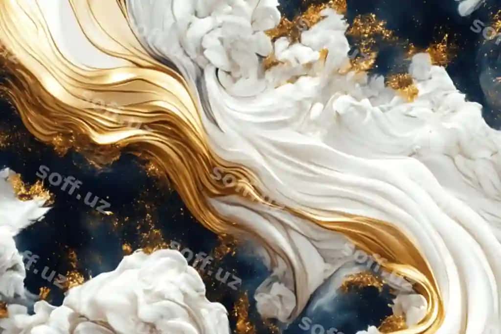 Suyuq oltin marmar suyuq anqarli hashamat orqa fon | Fluid gold marble liquid abstract luxury background