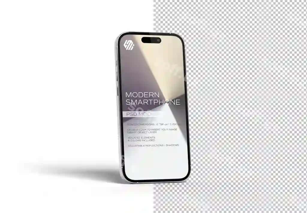 Zamonaviy smartfon ajraltirilgan oq namuna | Modern smartphone isolated white mockup