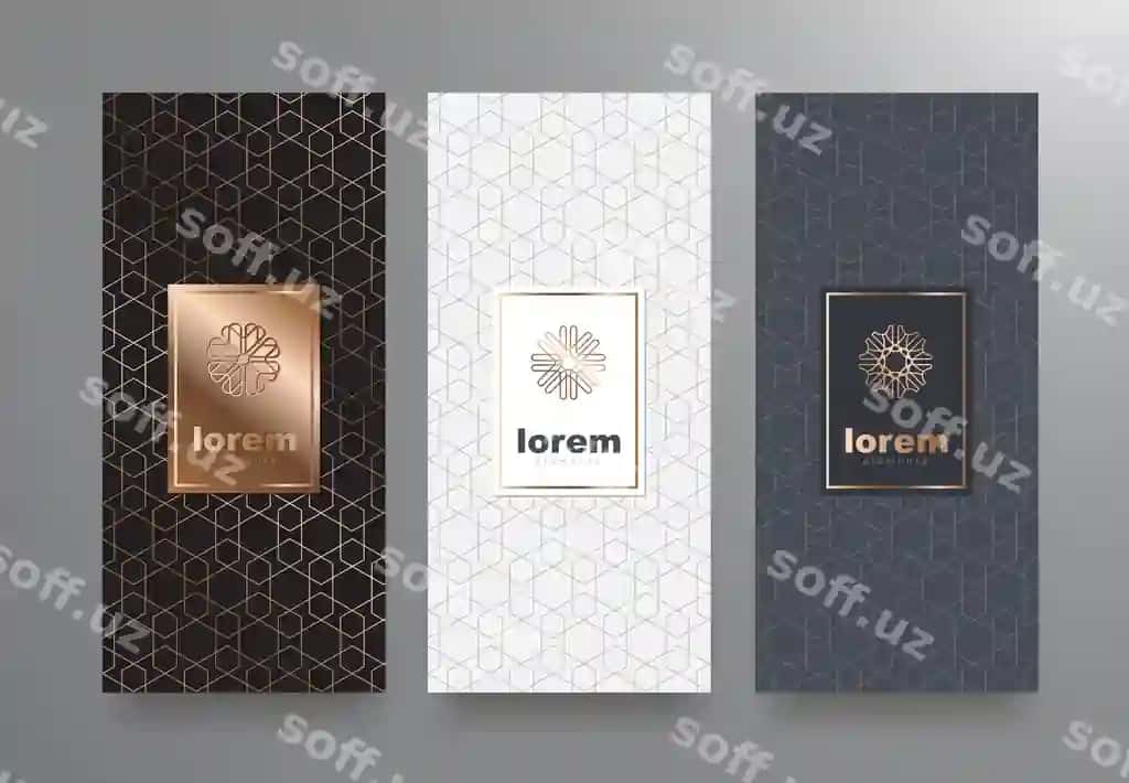 Set etiket shablonlari turli xil teksturali hasharot mahsulotlari bilan | Set labels templates with different texture luxury products