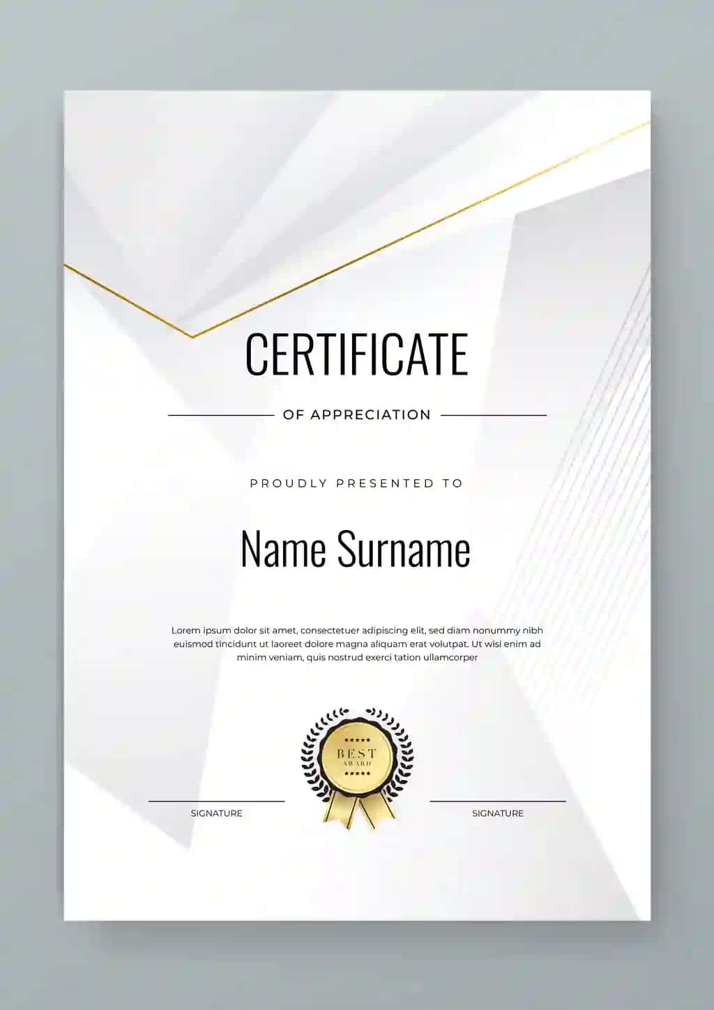 Ijodiy oq kulrang sertifikat shabloni dizayni sertifikat shabloni | Creative white grey certificate template design certificate template